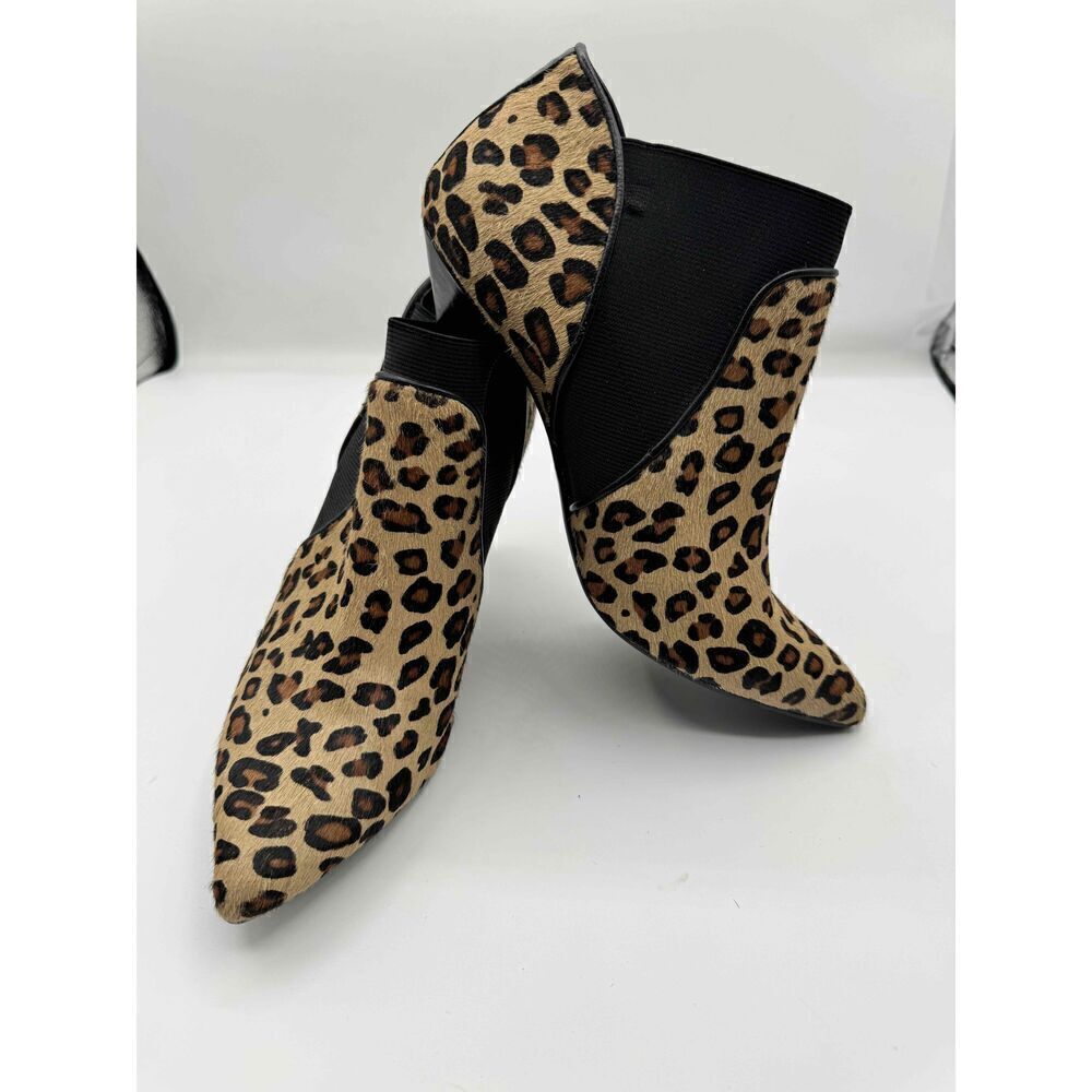 Vaneli Womens Black Brown Tan Cheetah Print Elastic Side Panels Booties SZ 7.5 W - Picture 7 of 8